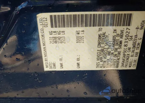 2012 Nissan Maxima 3.5 S from USA, damaged, VIN 1N4AA5AP3CC835027